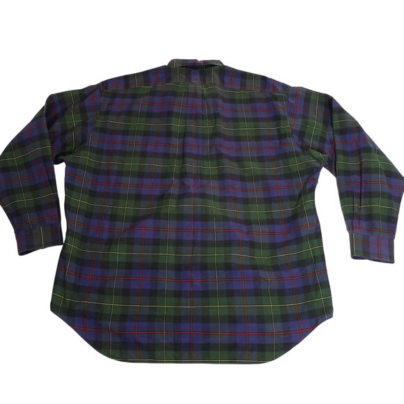 Vtg Ralph Lauren BIG Shirt Men Size XL Plaid Green Purple Button Down Long Slv - Picture 5 of 10